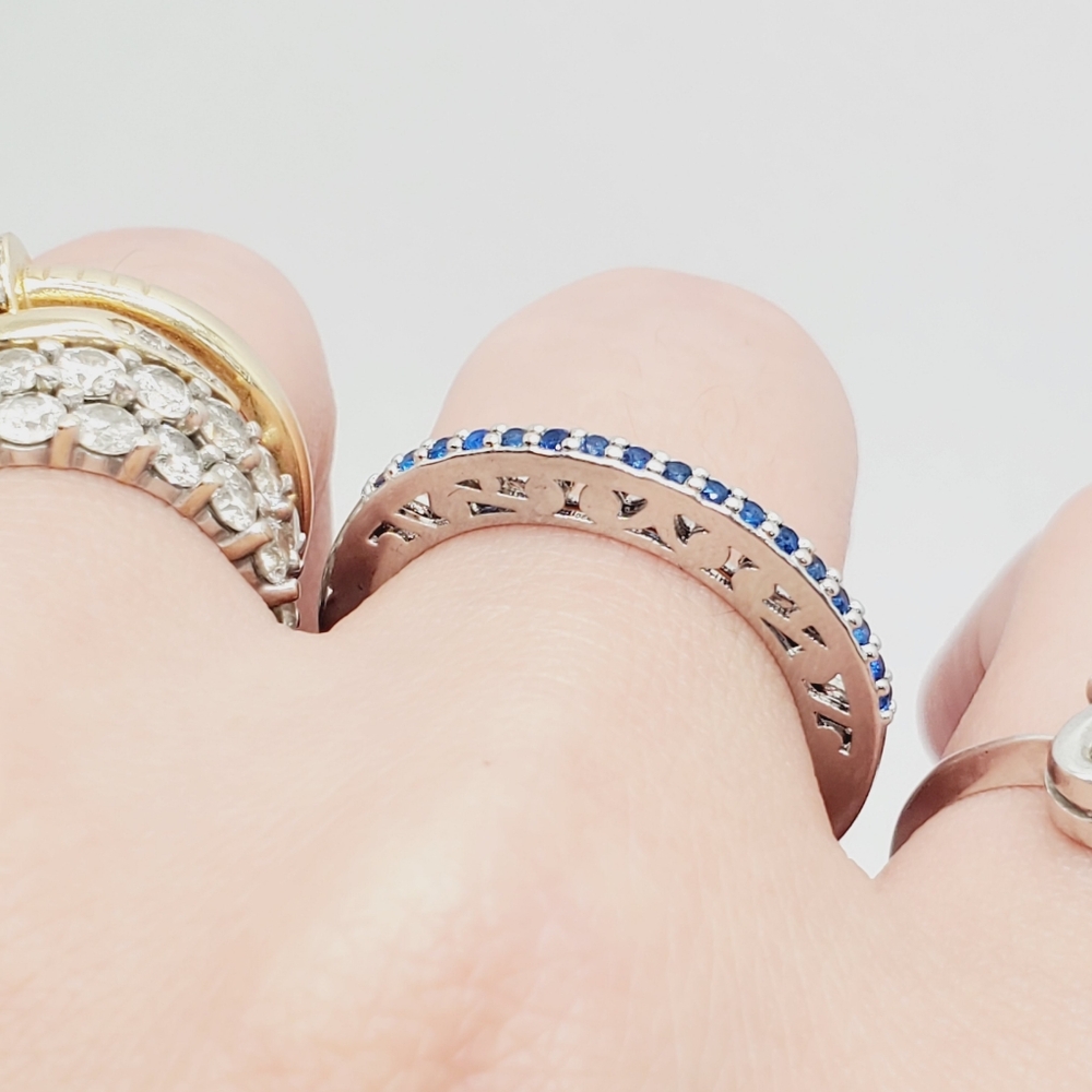 Blue Half Eternity Band Ring - Picture 2 of 6